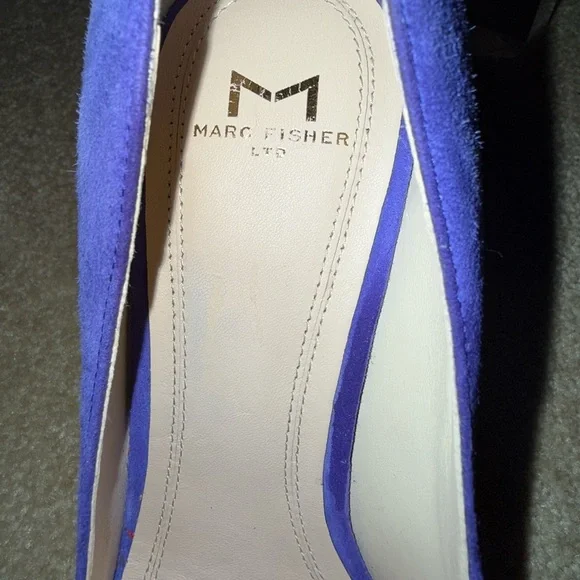 Marc Fisher 3in Purple Suede Clear Block Heels - Picture 4 of 4